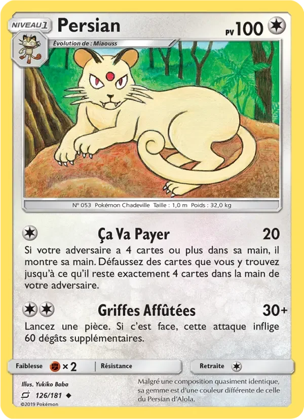 Carte Pokémon Persian — Duo de Choc