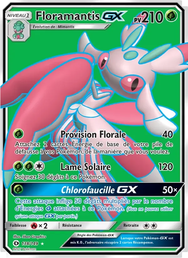 Carte Pokémon Floramantis GX — Soleil et Lune