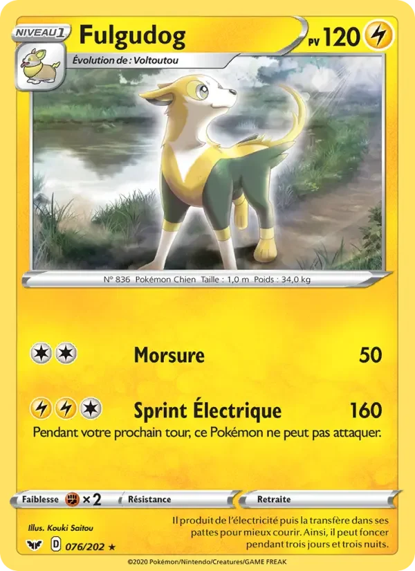 Carte Pokémon Fulgudog — Épée et Bouclier