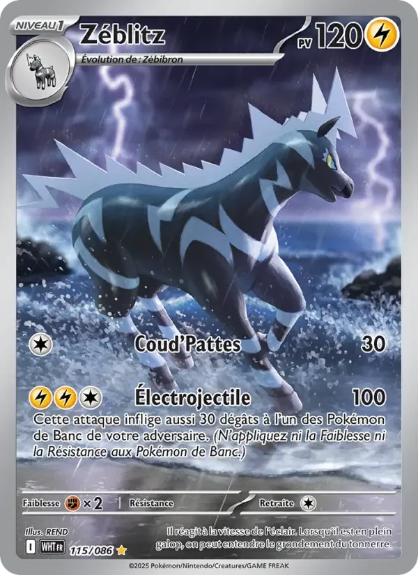 Carte Pokémon Zéblitz — Flamme Blanche