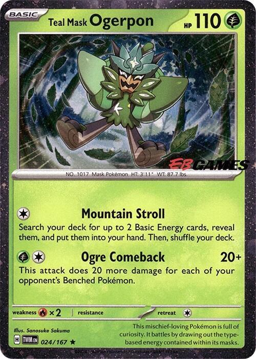 Carte Pokémon Ogerpon Masque Turquoise — Mascarade Crépusculaire