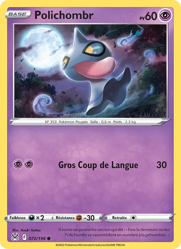 Carte Pokémon Polichombr — Origine Perdue