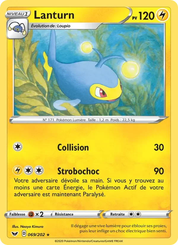 Carte Pokémon Lanturn — Épée et Bouclier
