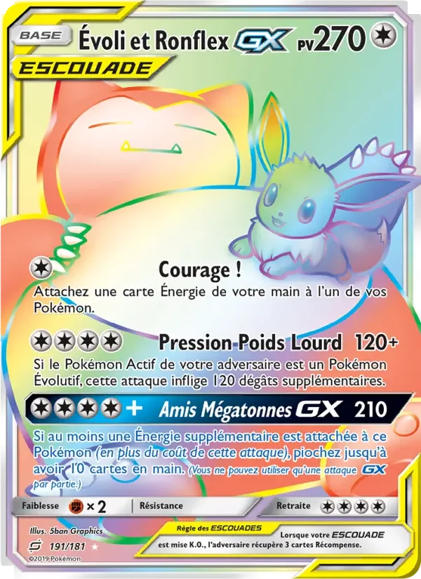 Carte Pokémon Évoli et Ronflex GX — Duo de Choc