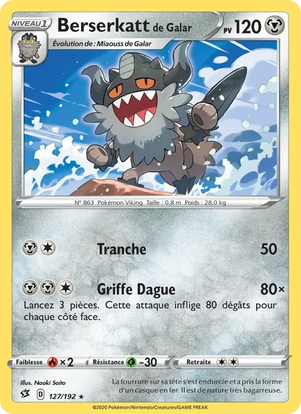 Carte Pokémon Berserkatt de Galar — Clash des Rebelles