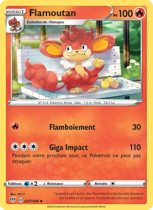 Carte Pokémon Flamoutan — Ténèbres Embrasées