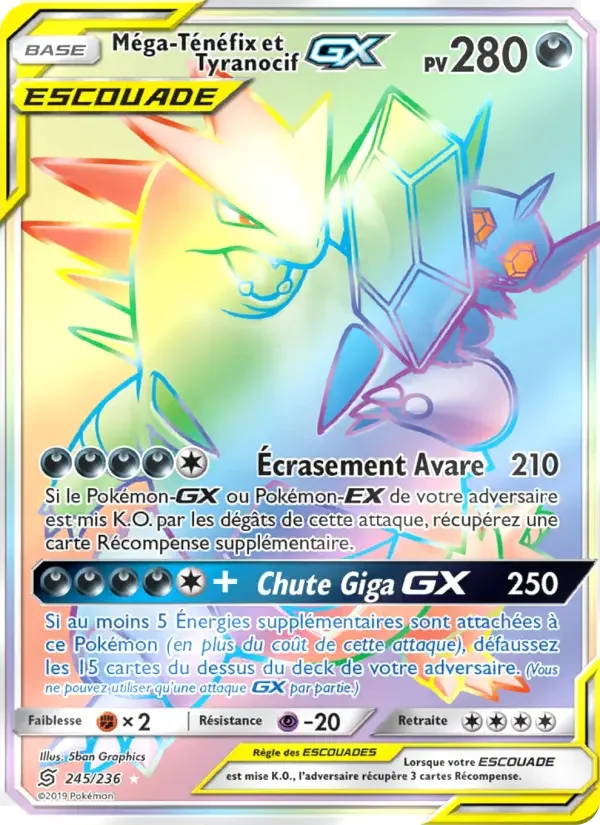 Carte Pokémon Méga-Ténéfix et Tyranocif GX — Harmonie des Esprits