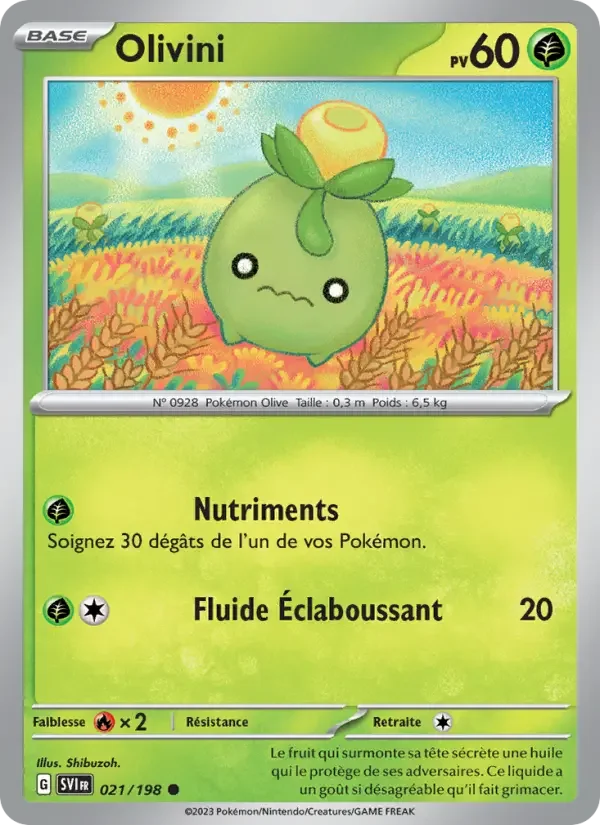 Carte Pokémon Olivini — Écarlate et Violet