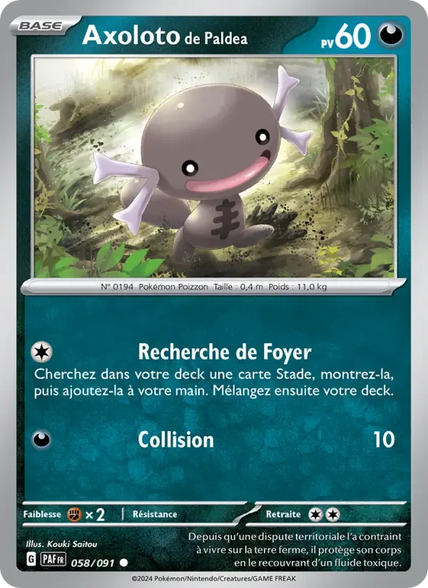 Carte Pokémon Axoloto de Paldea — Destinées de Paldea