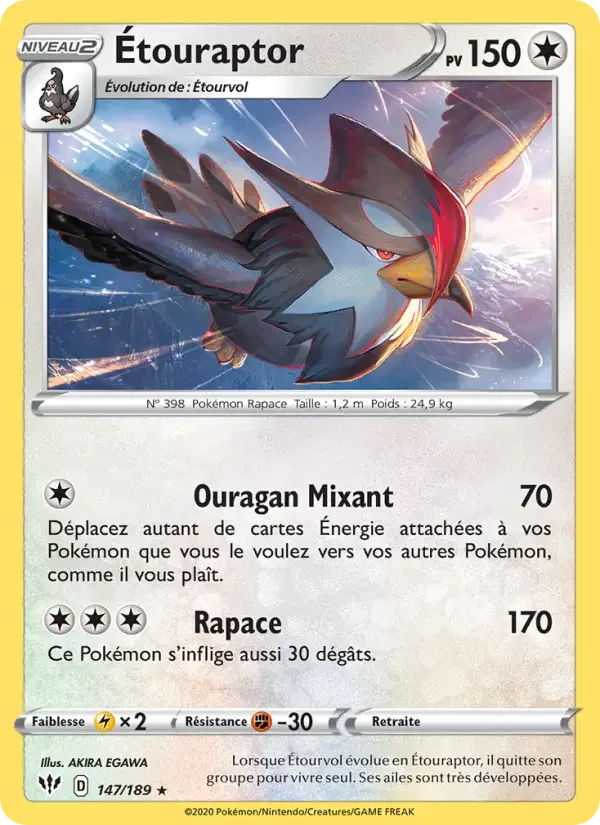 Carte Pokémon Étouraptor — Ténèbres Embrasées