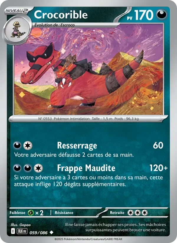 Carte Pokémon Crocorible — Foudre Noire