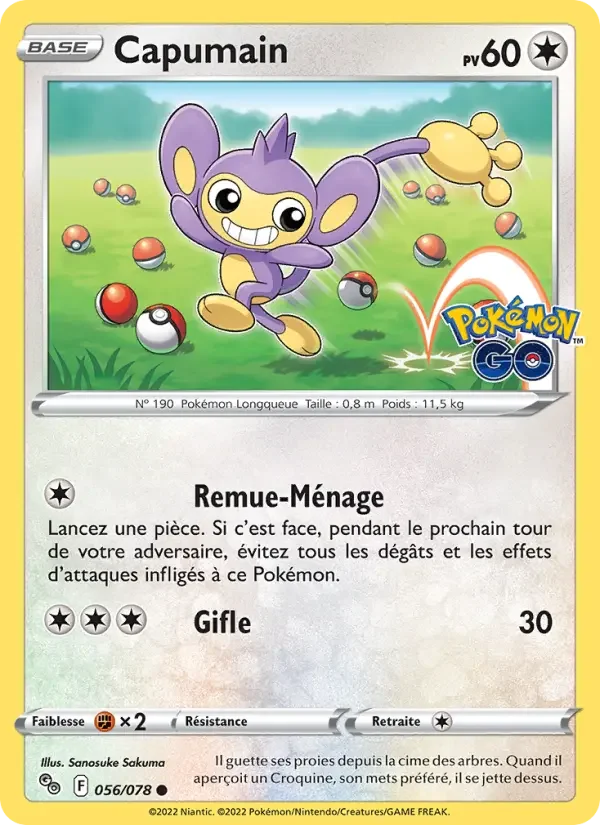 Carte Pokémon Capumain — Pokémon GO