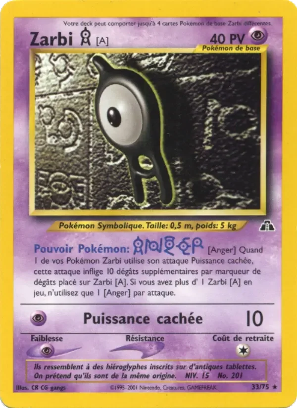 Carte Pokémon Zarbi A — Neo Discovery
