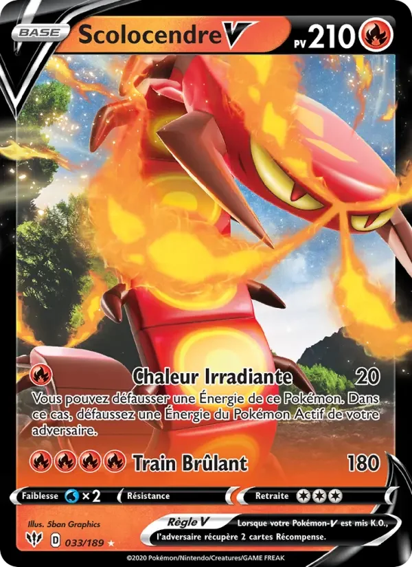 Carte Pokémon Scolocendre V — Ténèbres Embrasées