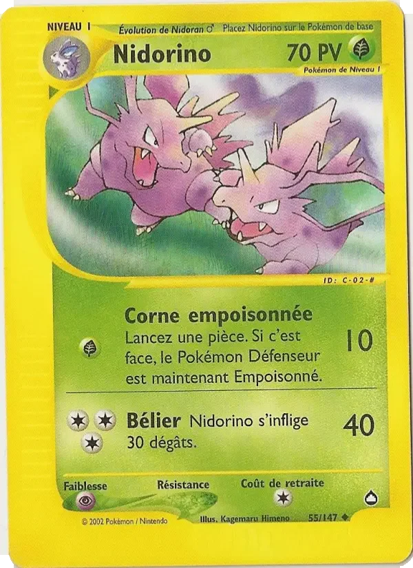 Carte Pokémon Nidorino — Aquapolis