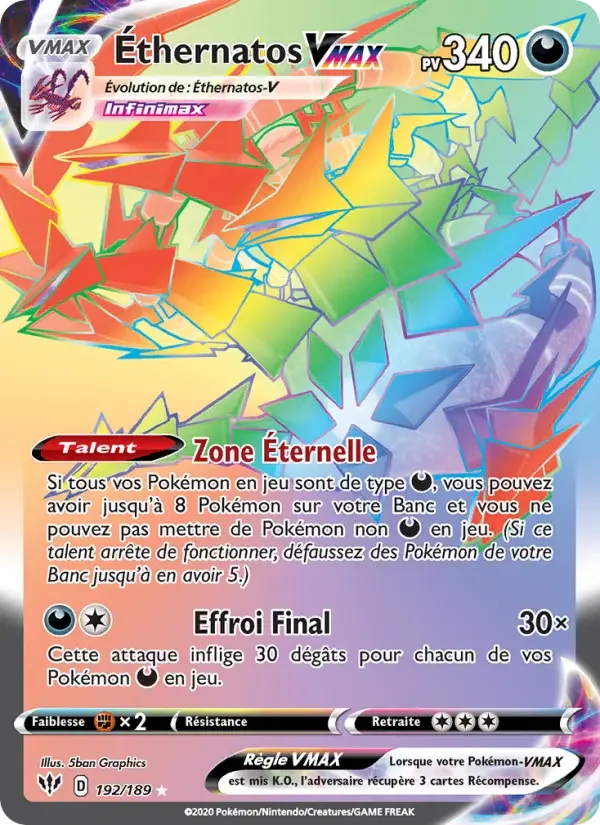 Carte Pokémon Éthernatos VMAX — Ténèbres Embrasées