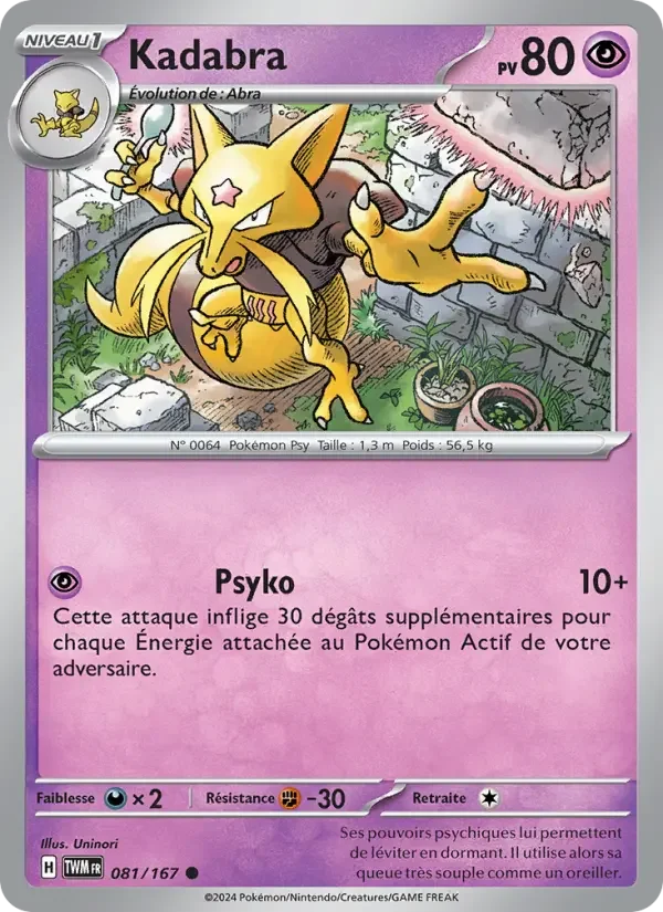 Carte Pokémon Kadabra — Mascarade Crépusculaire