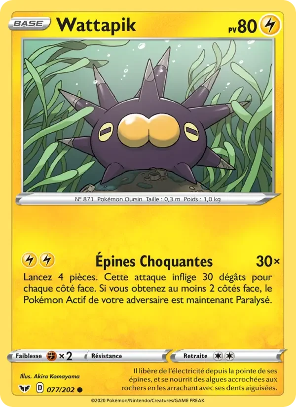 Carte Pokémon Wattapik — Épée et Bouclier
