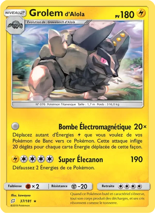 Carte Pokémon Grolem d’Alola — Duo de Choc