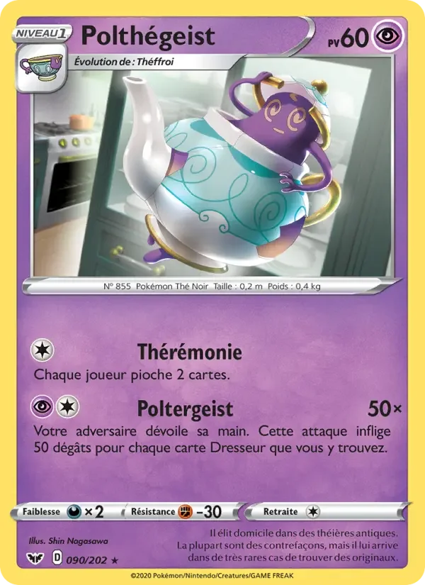 Carte Pokémon Polthégeist — Épée et Bouclier