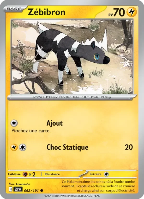 Carte Pokémon Zébibron — Étincelles Déferlantes