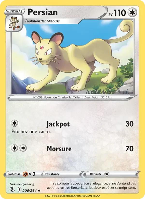Carte Pokémon Persian — Poing de Fusion