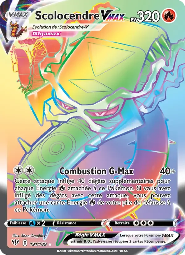 Carte Pokémon Scolocendre VMAX — Ténèbres Embrasées