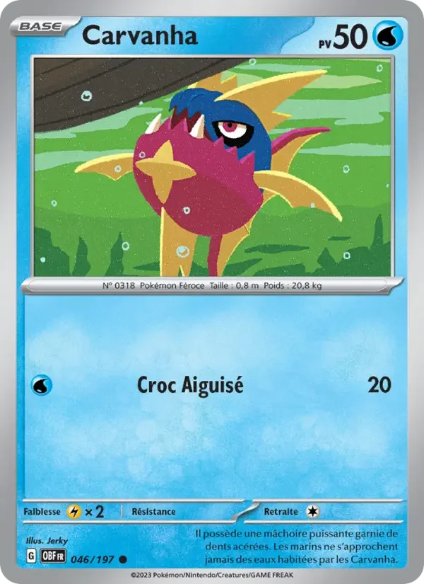Carte Pokémon Carvanha — Flammes Obsidiennes