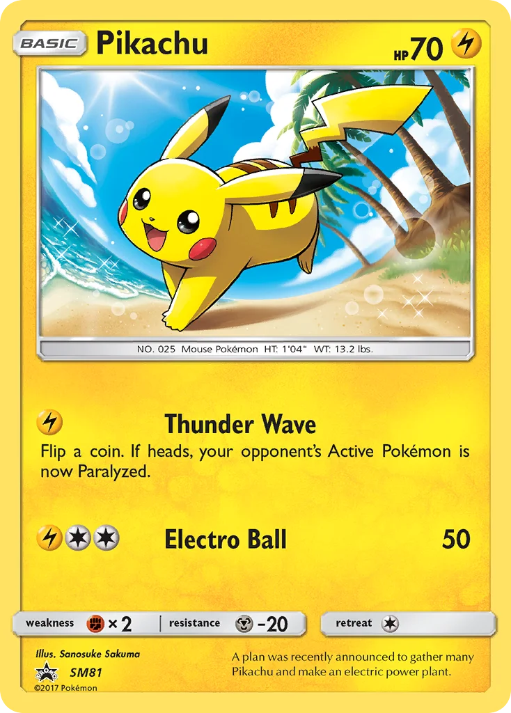 Carte Pokémon Pikachu — Promos Soleil et Lune