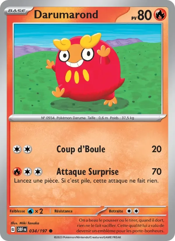 Carte Pokémon Darumarond — Flammes Obsidiennes