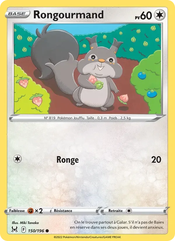 Carte Pokémon Rongourmand — Origine Perdue