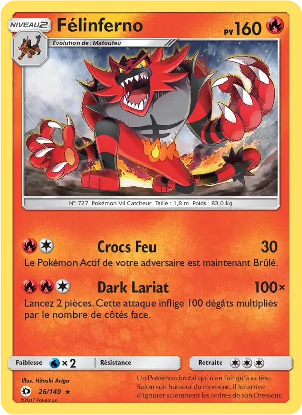 Carte Pokémon Félinferno — Soleil et Lune