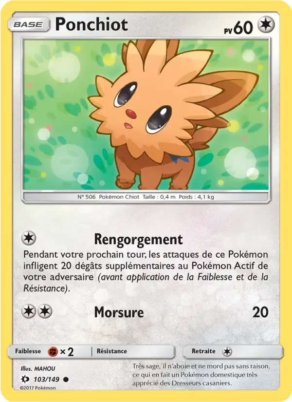 Carte Pokémon Ponchiot — Soleil et Lune