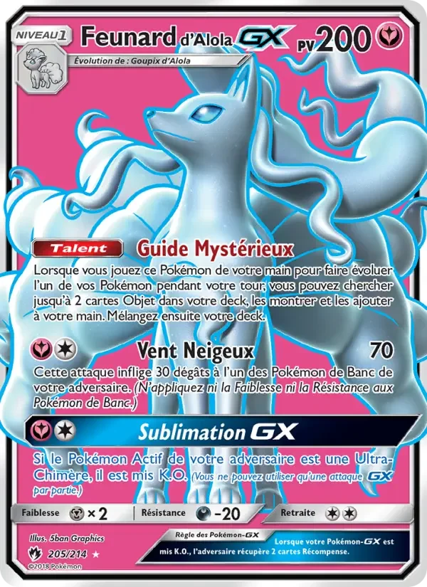 Carte Pokémon Feunard d’Alola GX — Tonnerre Perdu