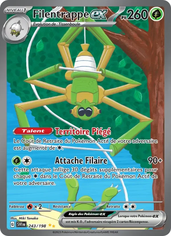 Carte Pokémon Filentrappe-ex — Écarlate et Violet