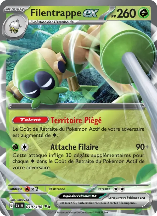 Carte Pokémon Filentrappe-ex — Écarlate et Violet