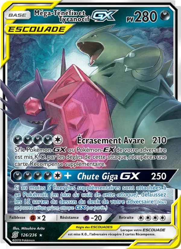 Carte Pokémon Méga-Ténéfix et Tyranocif GX — Harmonie des Esprits