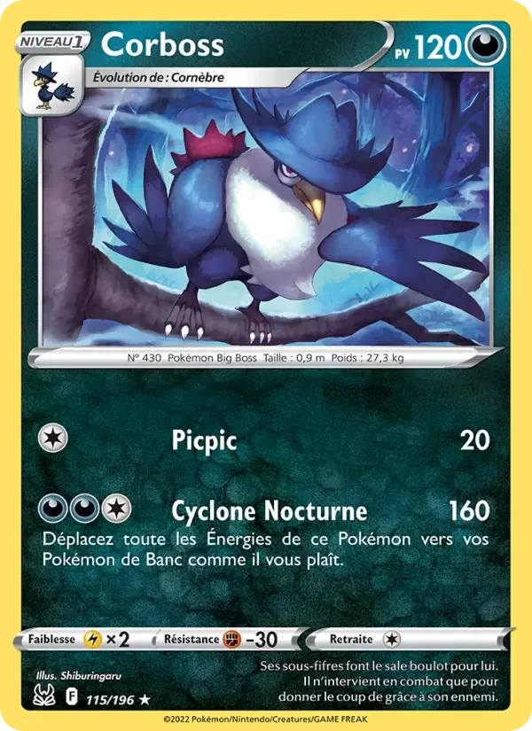 Carte Pokémon Corboss — Origine Perdue