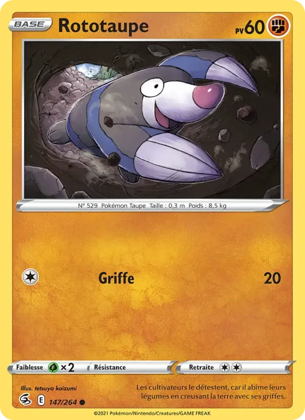Carte Pokémon Rototaupe — Poing de Fusion