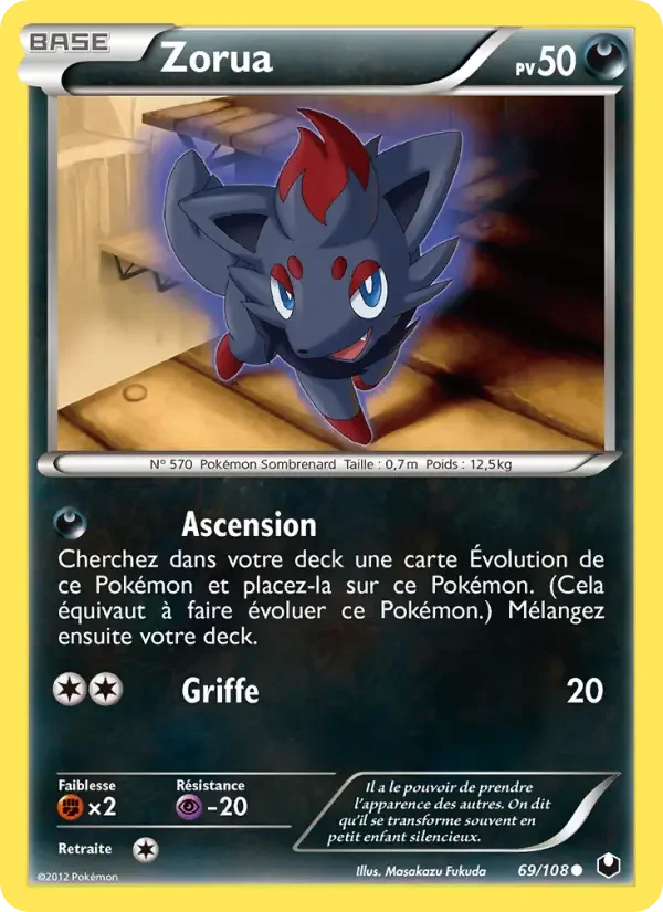 Carte Pokémon Zorua — Explorateurs Obscurs