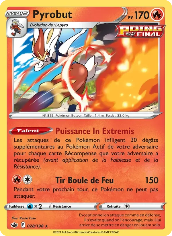 Carte Pokémon Pyrobut — Règne de Glace