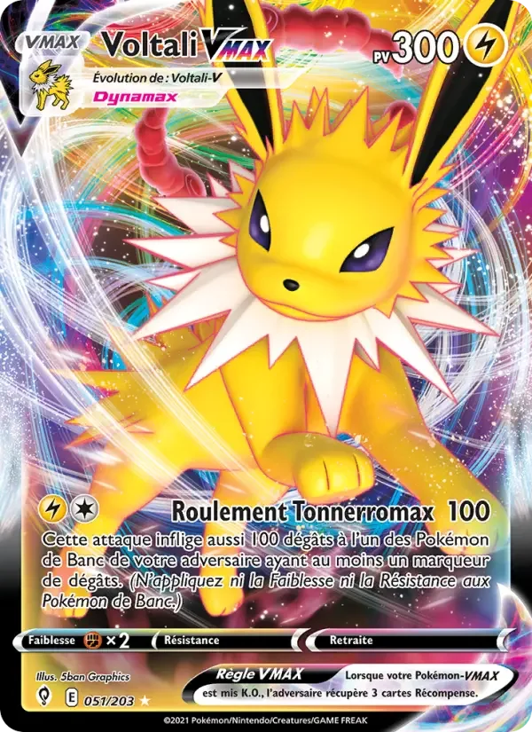 Carte Pokémon Voltali VMAX — Évolution Céleste