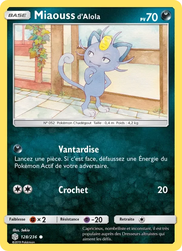 Carte Pokémon Miaouss d’Alola — Éclipse Cosmique