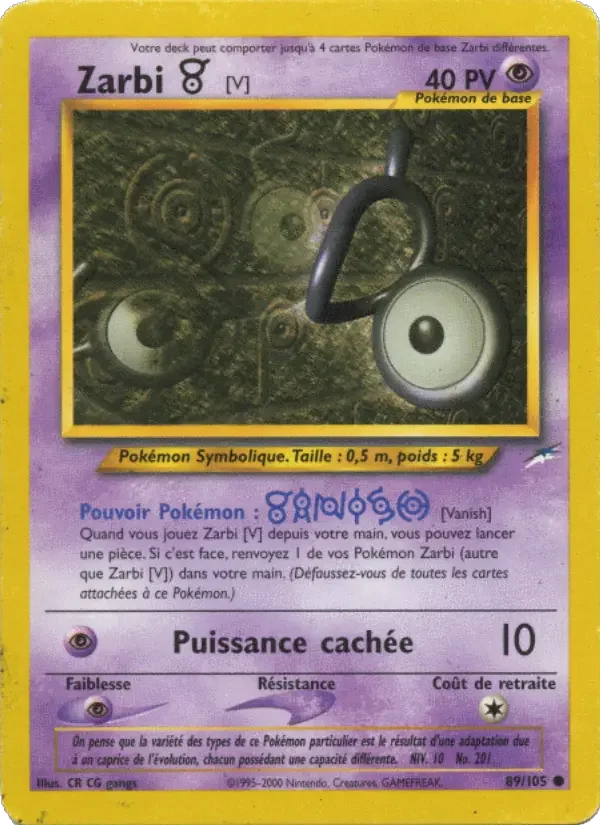 Carte Pokémon Zarbi V — Neo Destiny