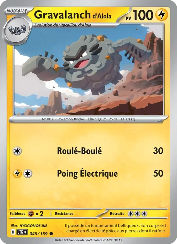 Carte Pokémon Gravalanch d'Alola — Aventures Ensemble