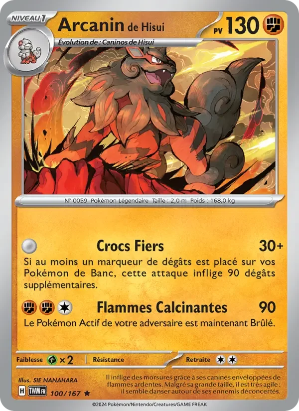 Carte Pokémon Arcanin de Hisui — Mascarade Crépusculaire