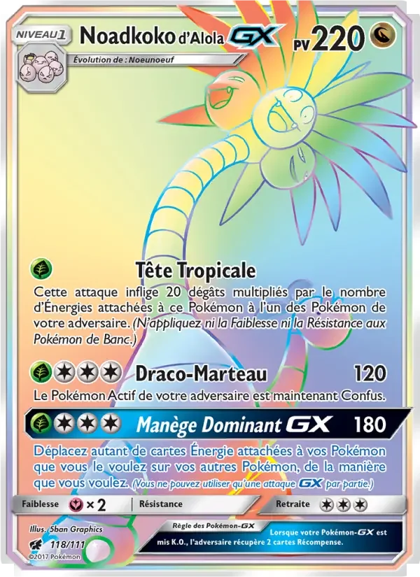 Carte Pokémon Noadkoko d’Alola GX — Invasion Carmin