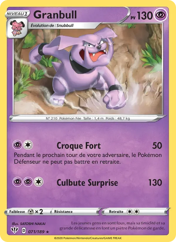 Carte Pokémon Granbull — Ténèbres Embrasées