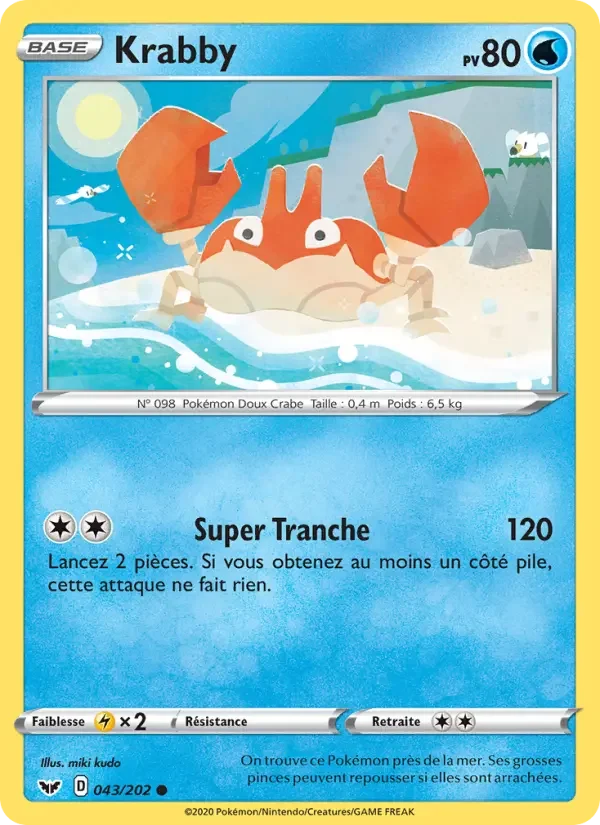 Carte Pokémon Krabby — Épée et Bouclier