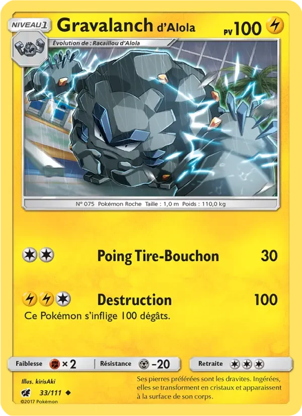 Carte Pokémon Gravalanch d’Alola — Invasion Carmin